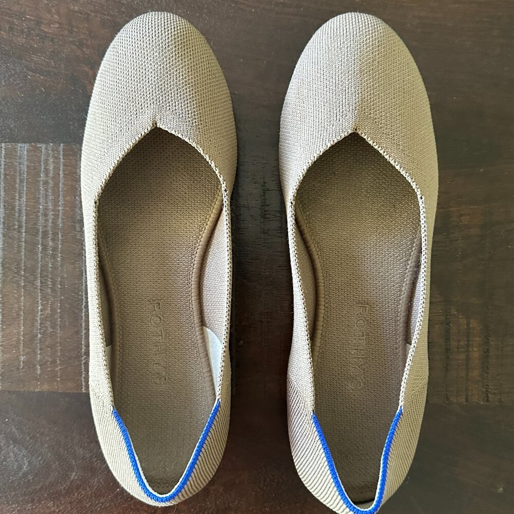 Rothy's Tan Flats with Blue Accent